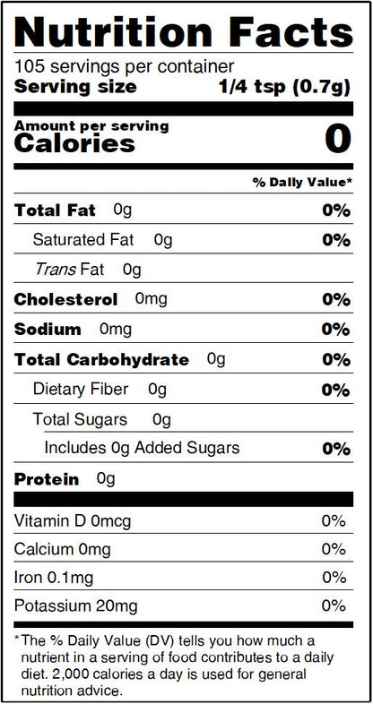 Nutrition Facts label for Healthy Rican Sofrito seasoning with 0 calories and 0mg sodium per 1/4 tsp serving.